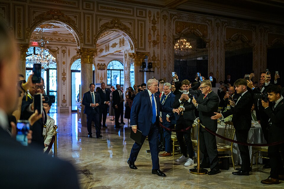 President Donald J. Trump delivers remarks at a Crypto conference at the Mar-a-Lago Club, Saturday, April 25, 2025, in Palm Beach, Florida. (Official White House Photo by Daniel Torok)