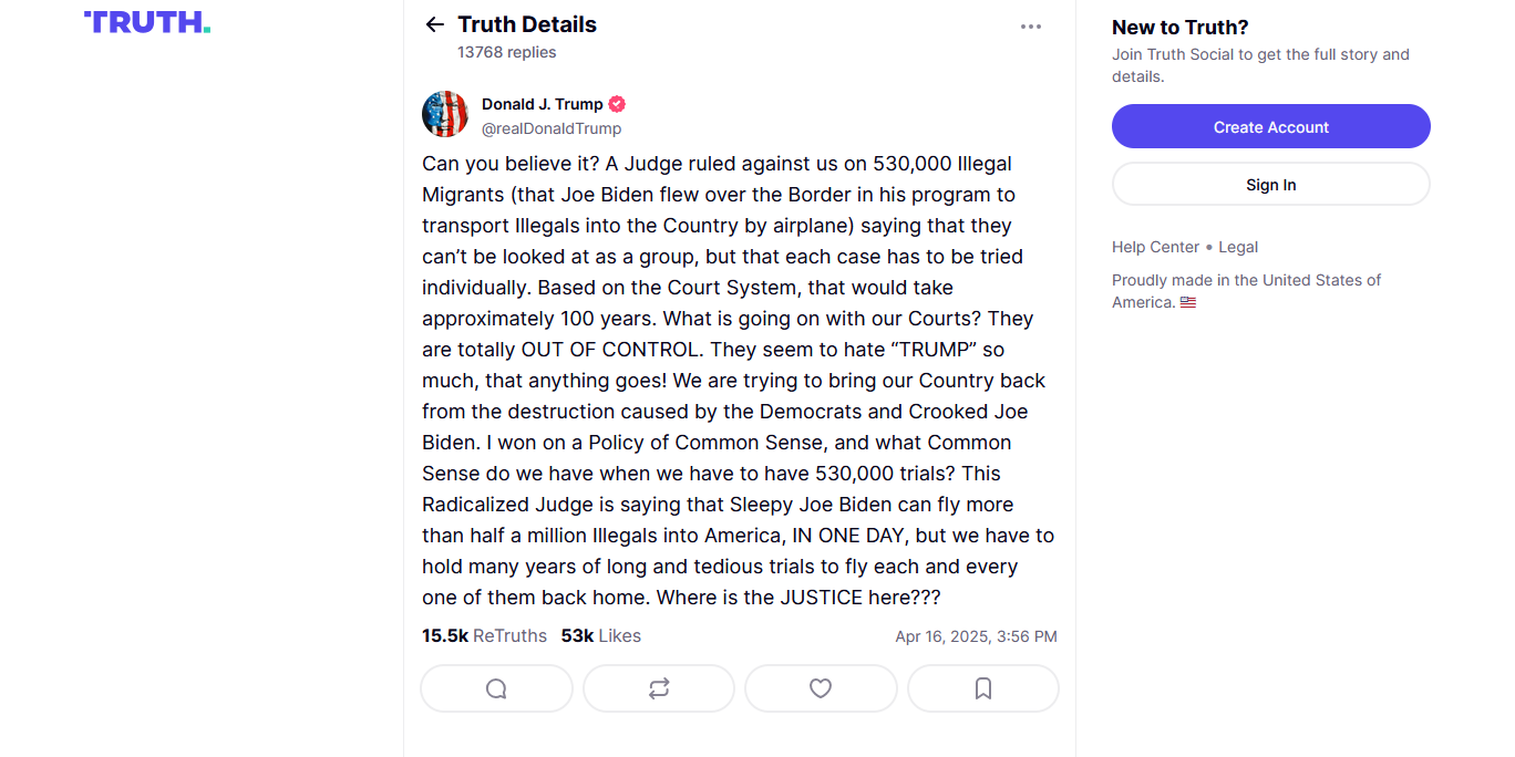 Judge Blocks Trump from Revoking Legal Status for 530,000 Immigrants Flown into U.S. Under Biden