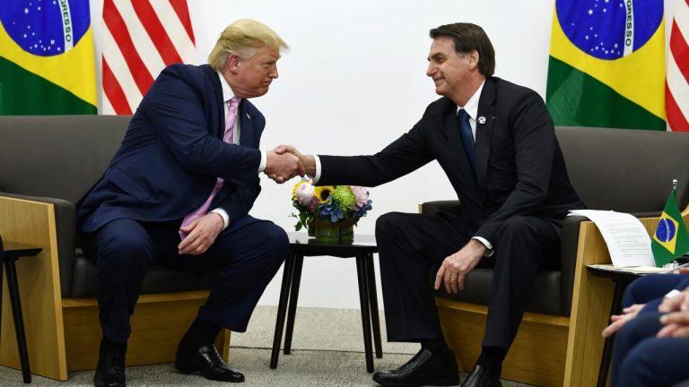Bolsonaro and Trump shaking hands