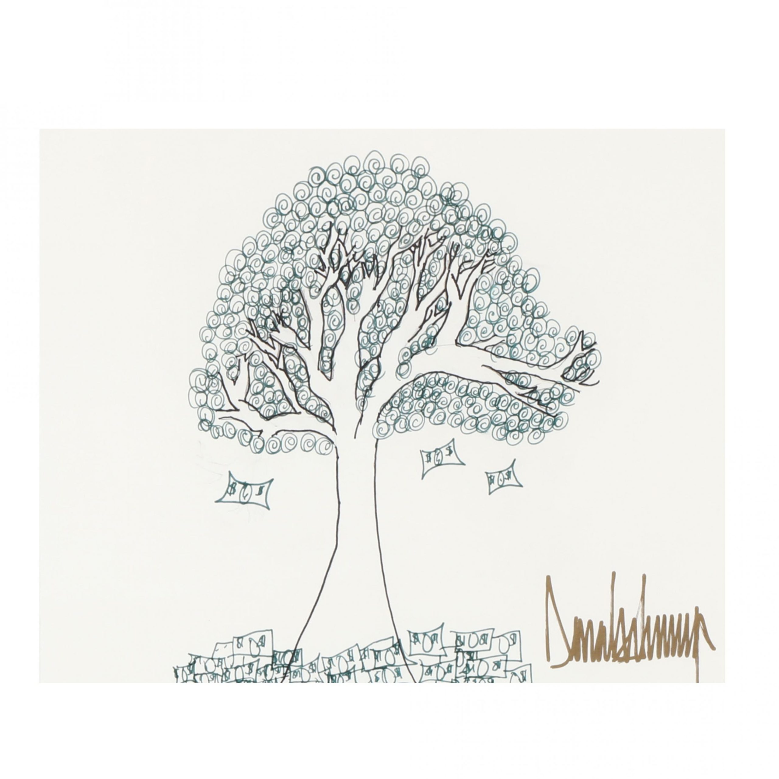 Donald Trump Original Artwork, Money Tree Drawin Leland Little Auction House
