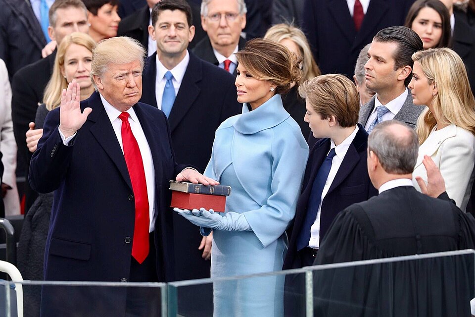 donald trump and family at swearing in as the president.
