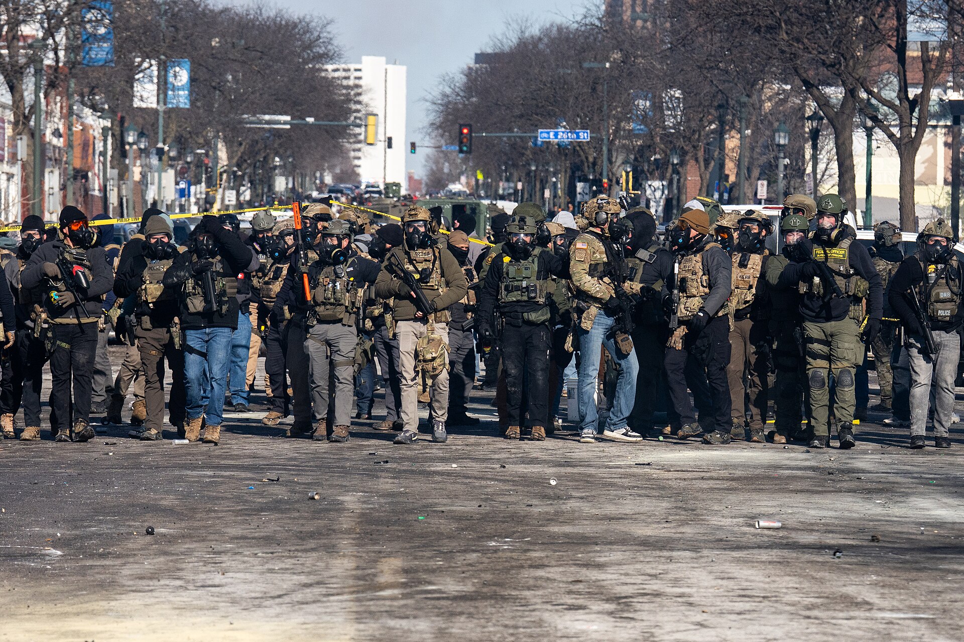 ICE and Border Patrol agents on Nicollet Avenue on January 24, 2026. This follows the shooting death of Minneapolis resident Alex Pretti. Pretti is the second person killed and third person shot by federal agents in Minneapolis this month. Date 24 January 2026, 11:42:57